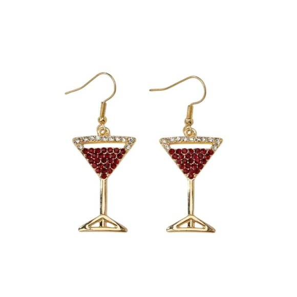 ESPRESSO MARTINI Jeweled Cocktail Night Cap Drop Earrings NEW - Picture 1 of 3